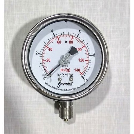 Wika Instrument Corporation GEC™ 4-1/2" Contractor Gauge, 60 PSI, 1/4" NPT LM, Stainless Steel 52926337
